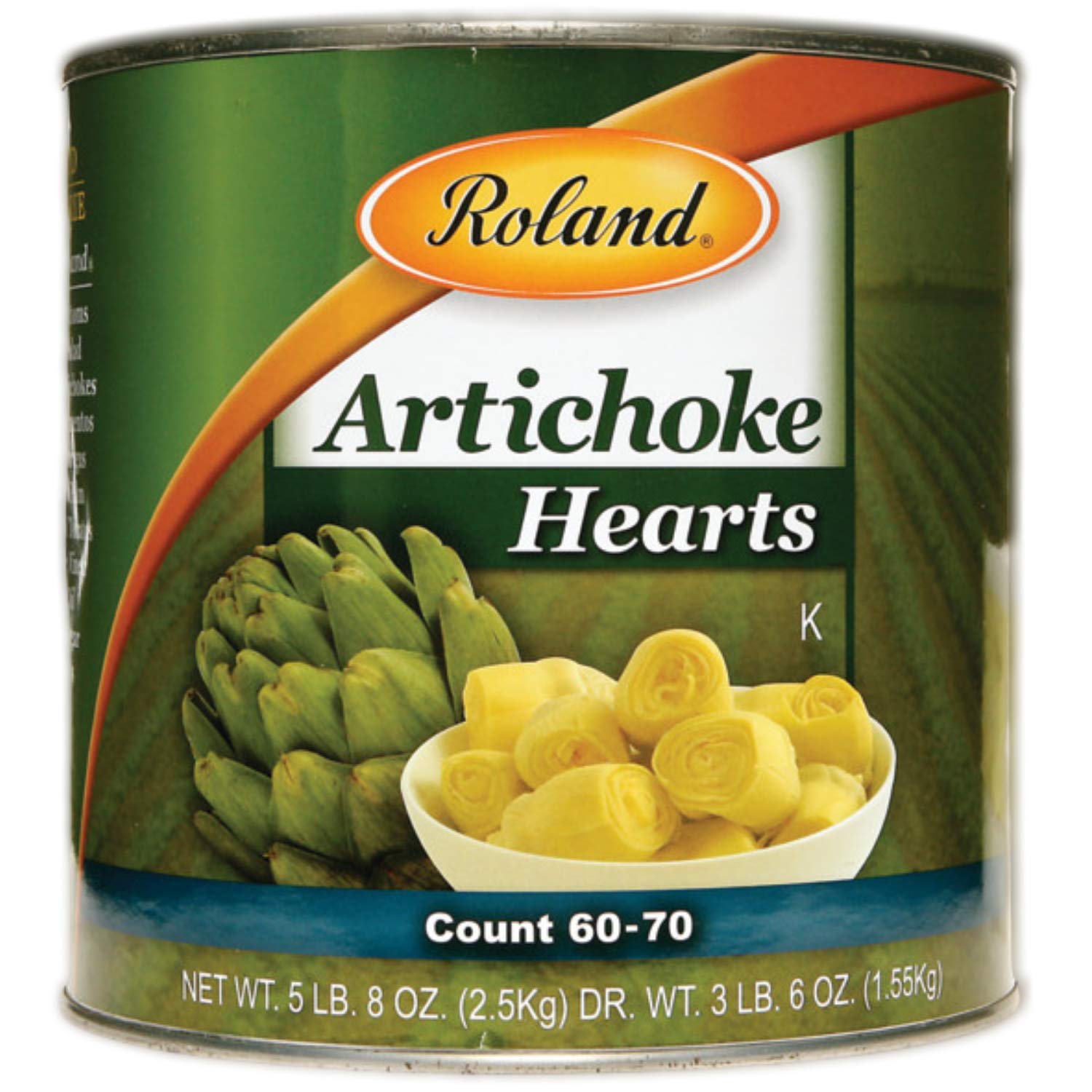 Roland Foods Whole Extra Small Artichoke Hearts. 60-70 Count. 5 Lb 8 Oz(2.5 kg) Can