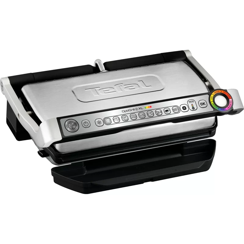 T-fal GC722D53 1800W OptiGrill XL Stainless Steel Large Indoor Electric Grill with Removable and Dishwasher Safe Plates. Silver