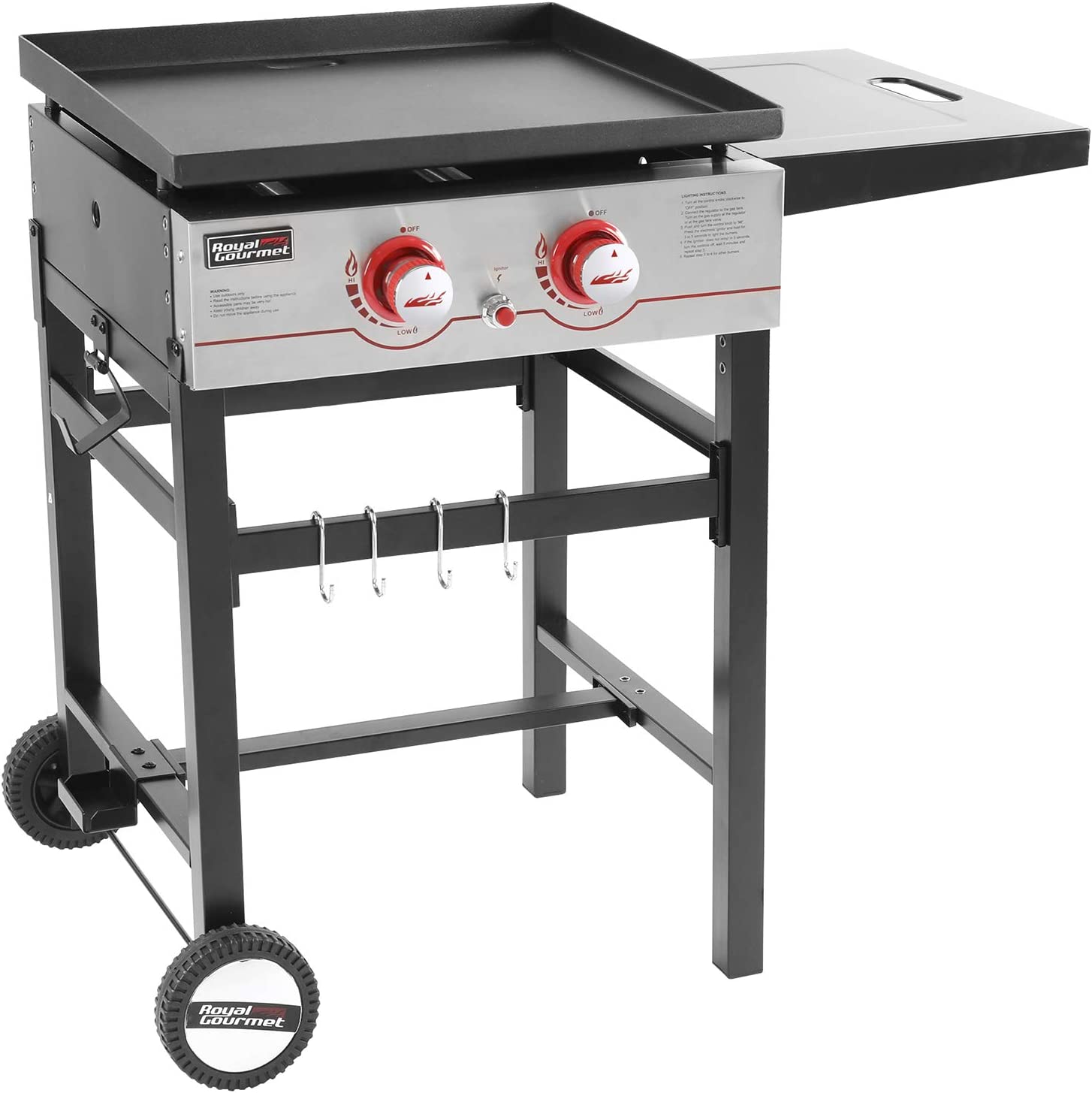 Royal Gourmet Regal GB2000 2-Burner Propane Gas Grill Griddle. 22” L. Black