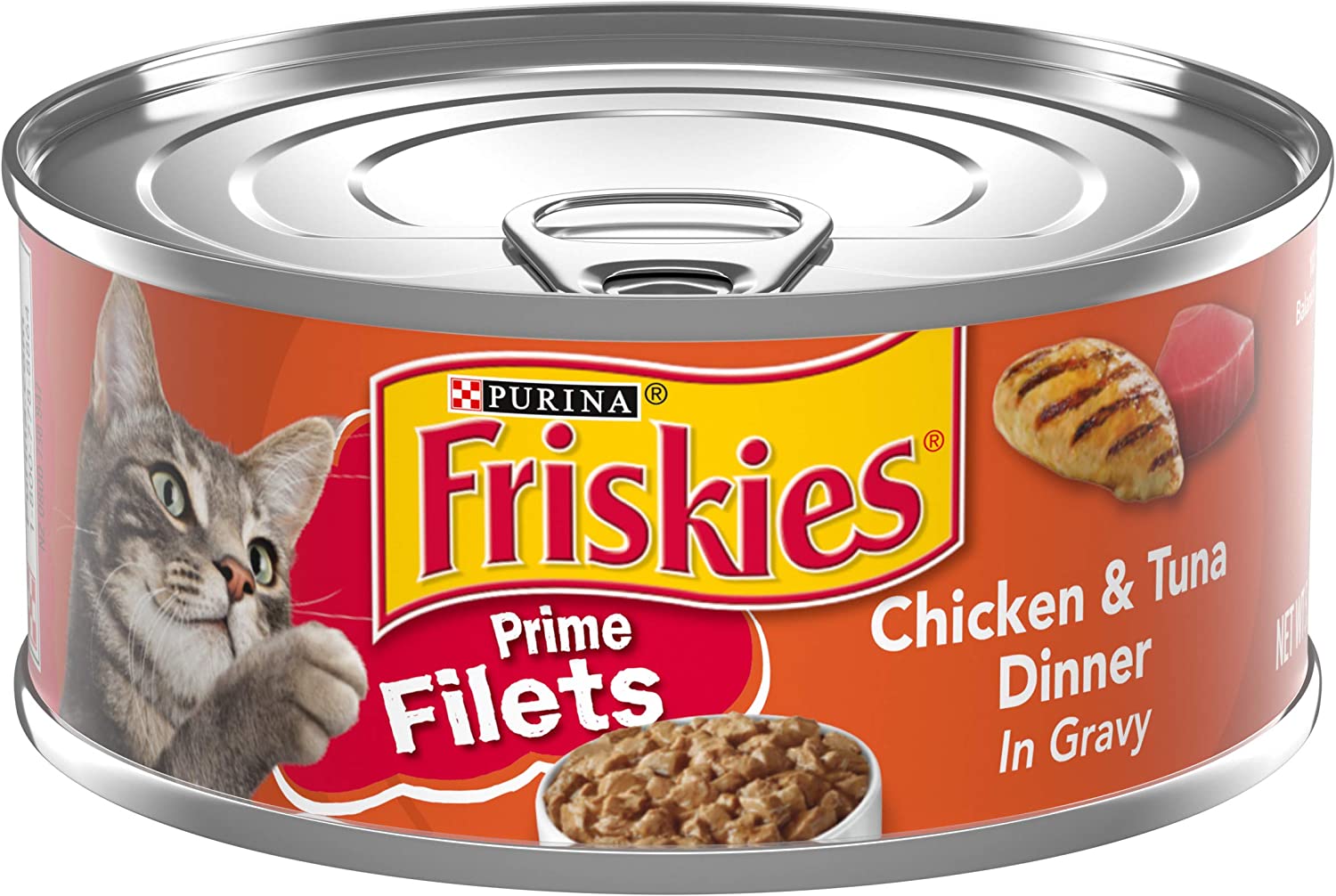 Purina Friskies Prime Filets Chicken and Tuna Dinner in Gravy Canned Wet Cat Food. 5.5-oz. case of 24