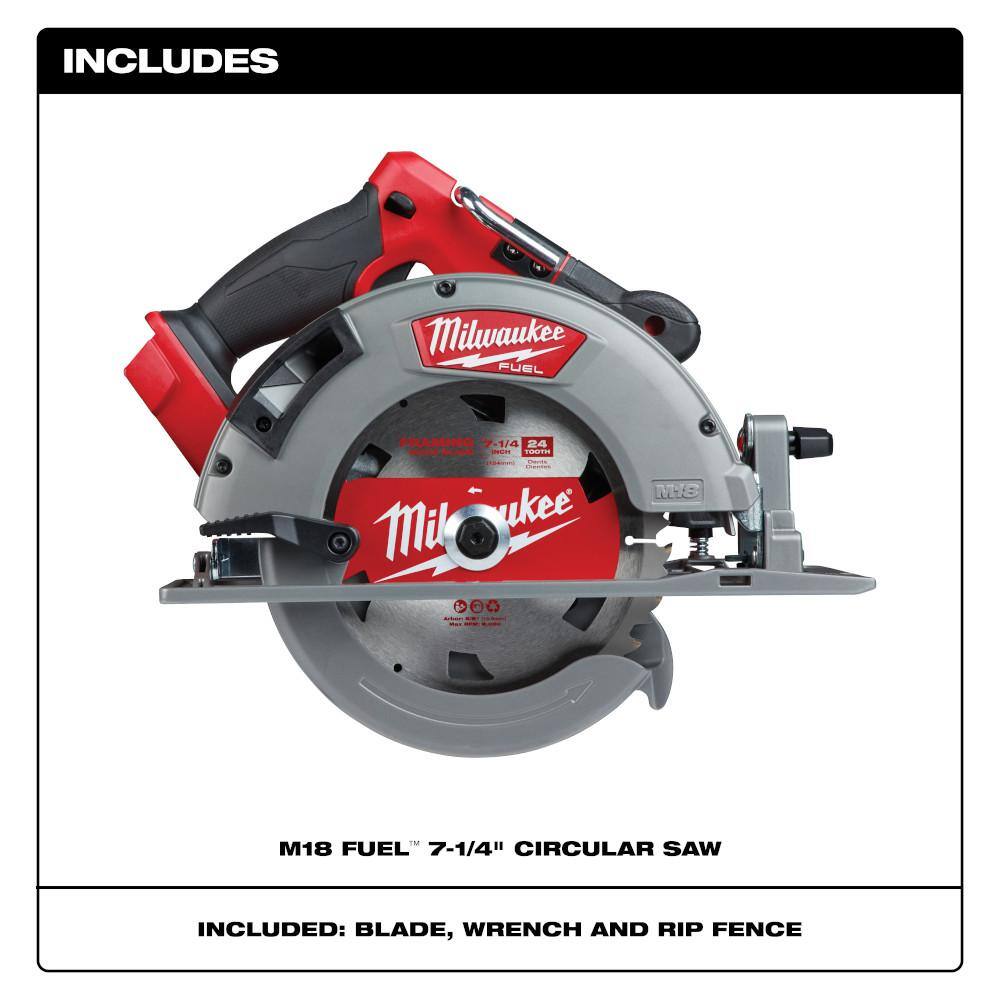 Milwaukee 2732-20-48-11-1865 M18 FUEL 18-Volt Lithium-Ion Brushless Cordless 7-1/4 in. Circular Saw with 6.0 Ah Battery