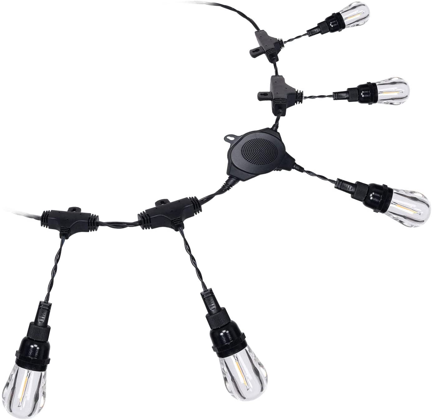 Honeywells 36′ LED Indoor/Outdoor String Lights with Bluetooth Speakers