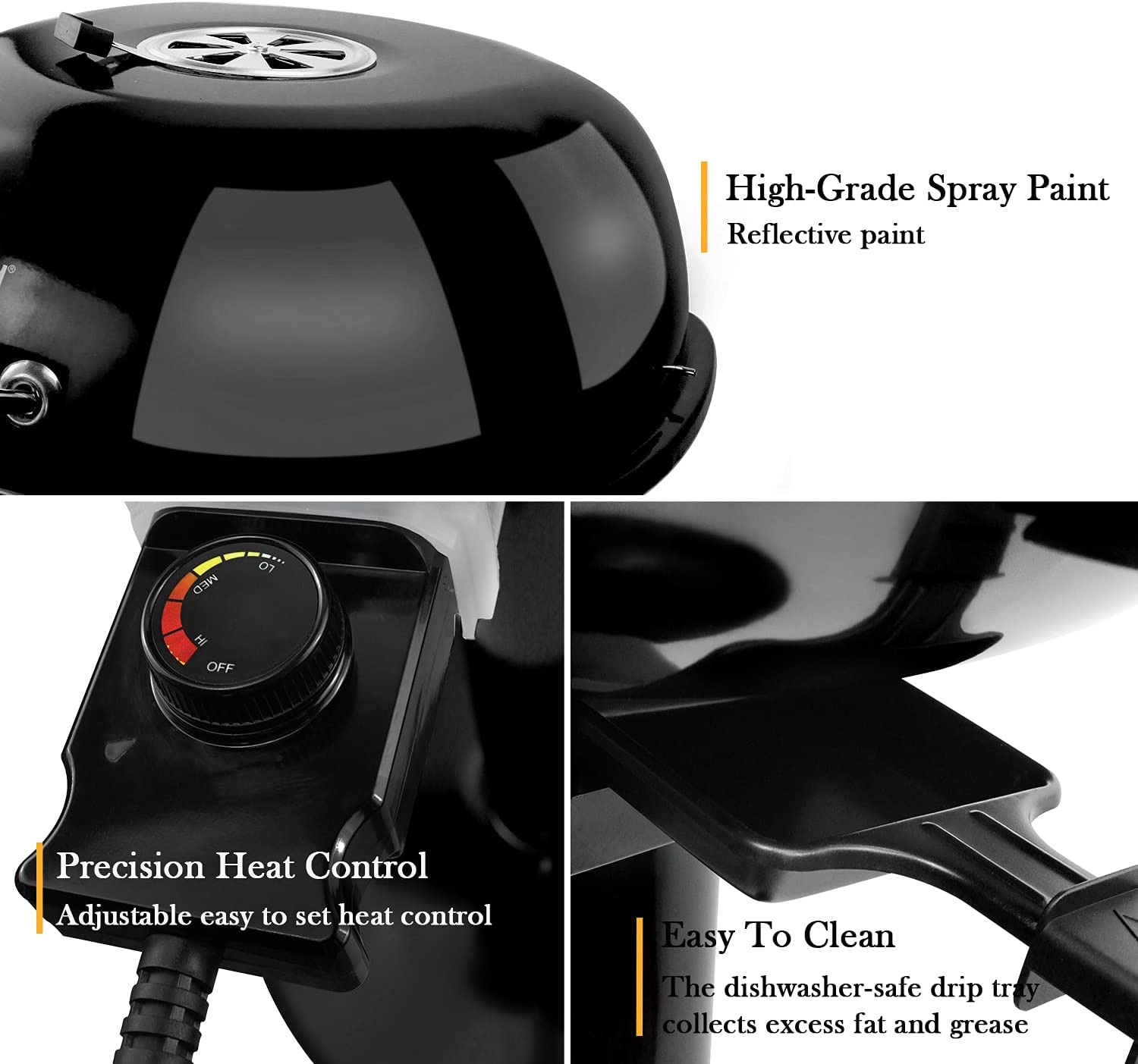 Electric BBQ Grill Techwood 15-Serving Indoor/Outdoor Electric Grill for Indoor & Outdoor Use. Double Layer Design. Portable Removable Stand Grill. 1600W (Stand Black BBQ Grills)