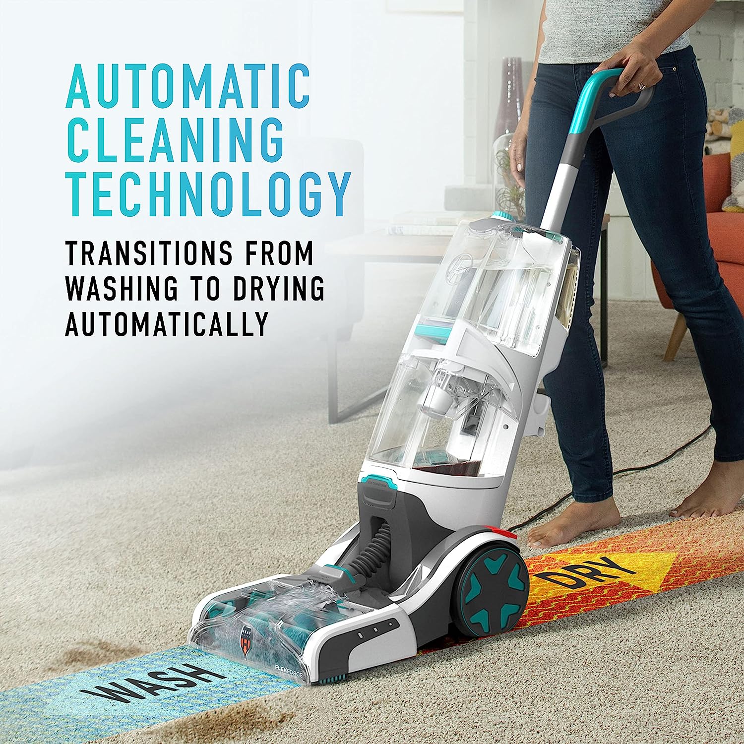 Hoover Smartwash Automatic Carpet Cleaner. FH52000. Turquoise