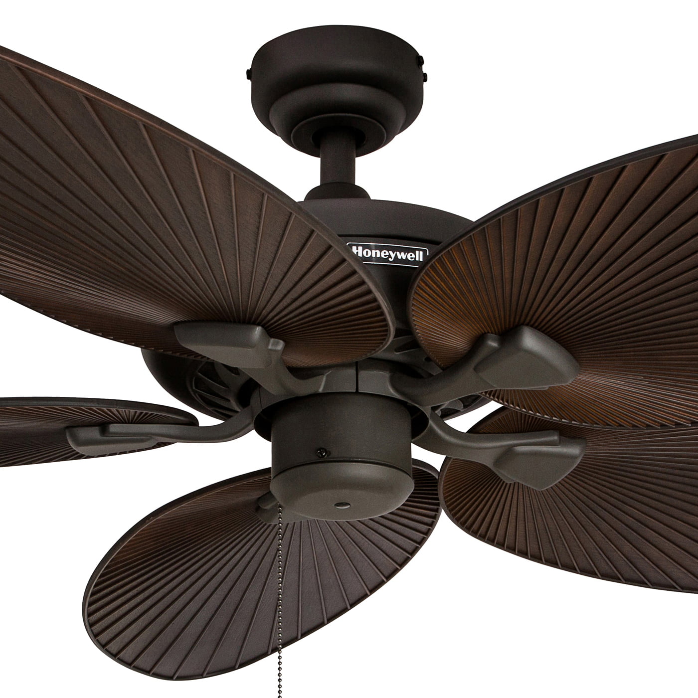 52″ Honeywell Palm Island Bronze Tropical Ceiling Fan. Brown. Metallic