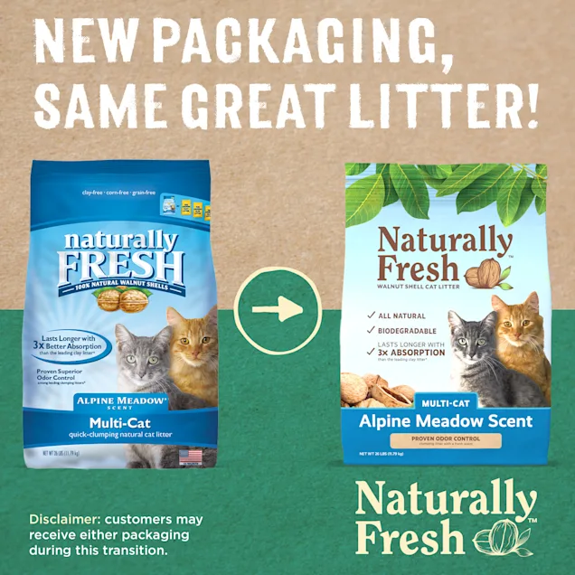 Naturally Fresh Alpine Meadow Scent Quick-Clumping Natural Multi Cat Walnut Cat Litter. 26 lbs.