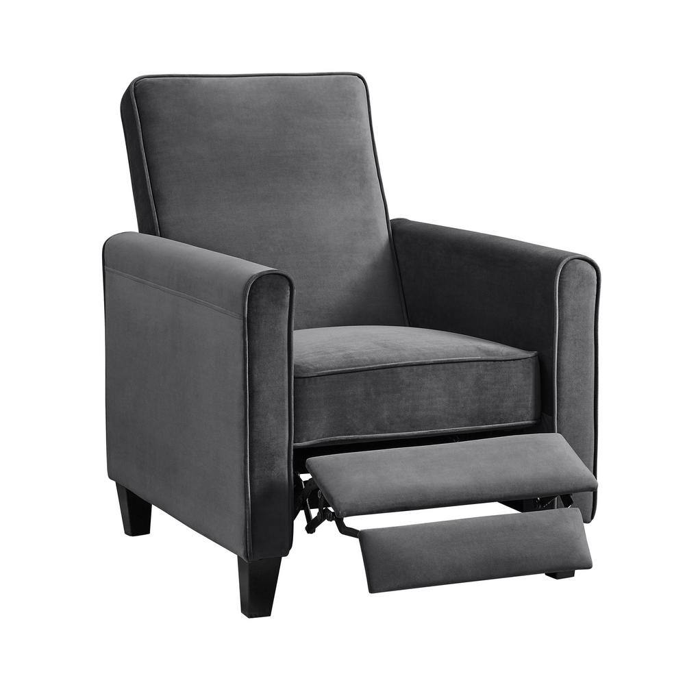 HOMESTOCK Gray Microfiber. Push Back Recliner Chairs. Breathable Linen Recliner with Adjustable Footrest. Small Recliners