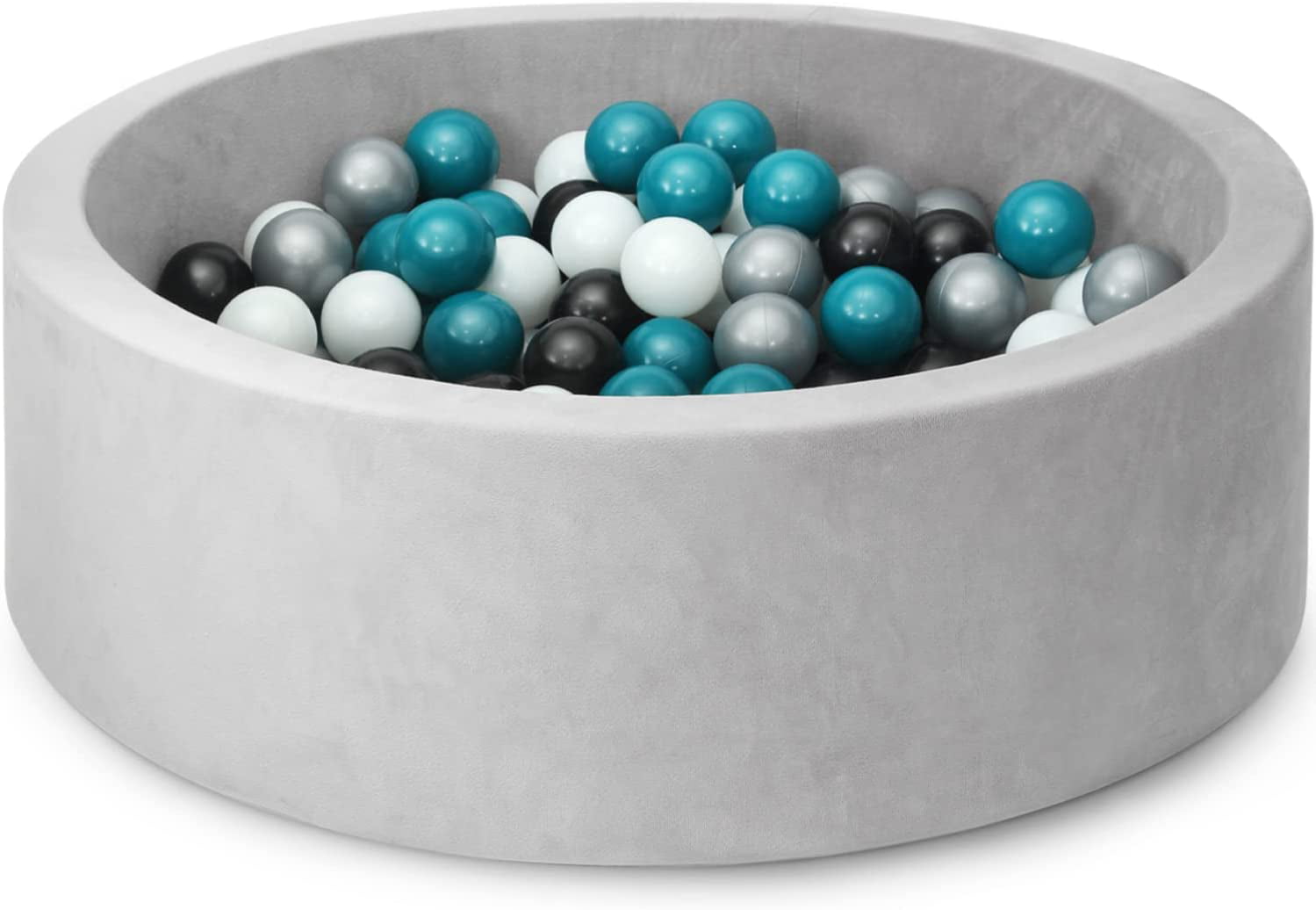 Foam Ball Pit. with 200 Balls Included. Memory Foam Ball Pits for Toddlers Soft Children Round Playpen 35 x 12 inch. Fun for Babies. Ocean Blue