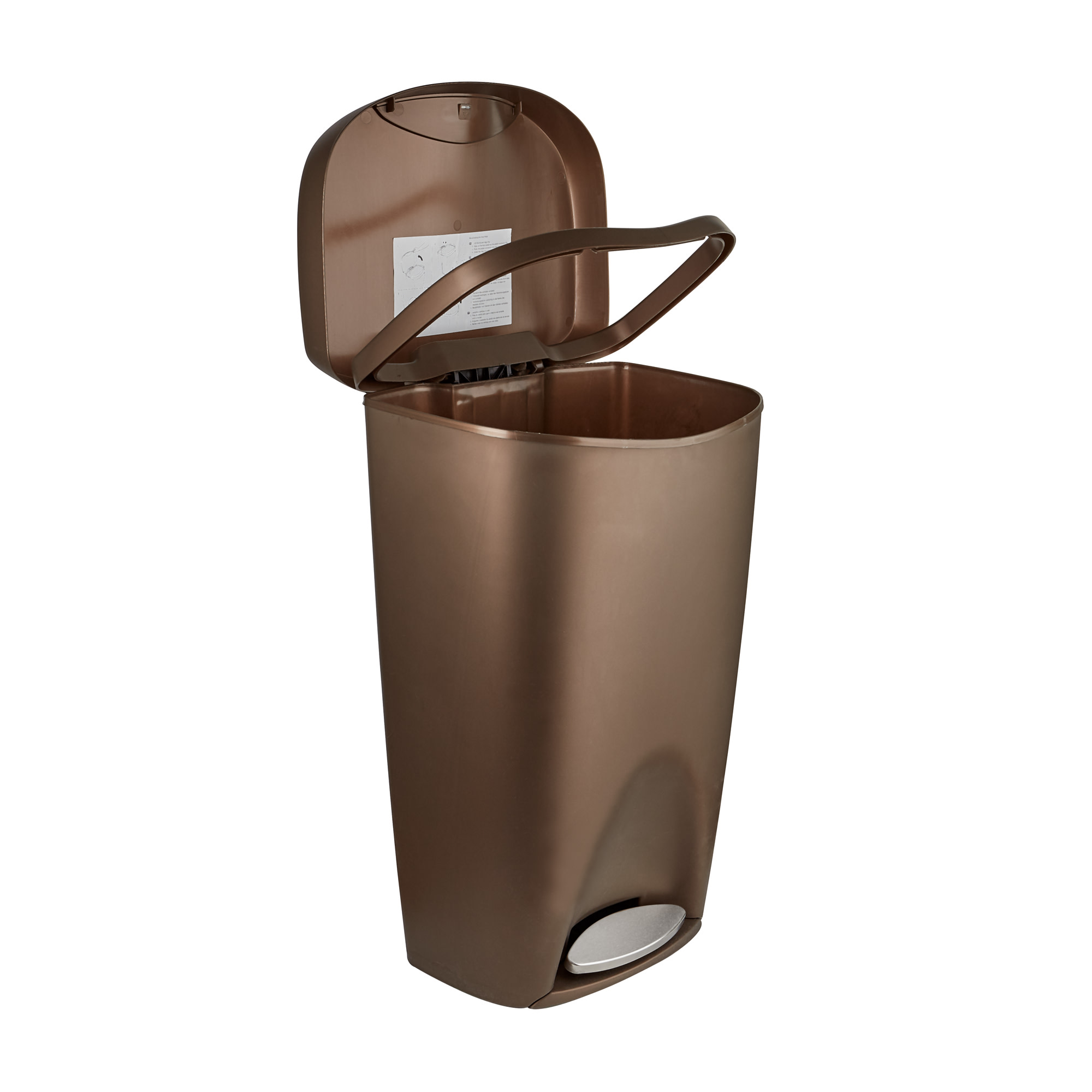 Umbra 13 gal Brim Plastic Step Soft Close Lid Kitchen Trash Can. Bronze
