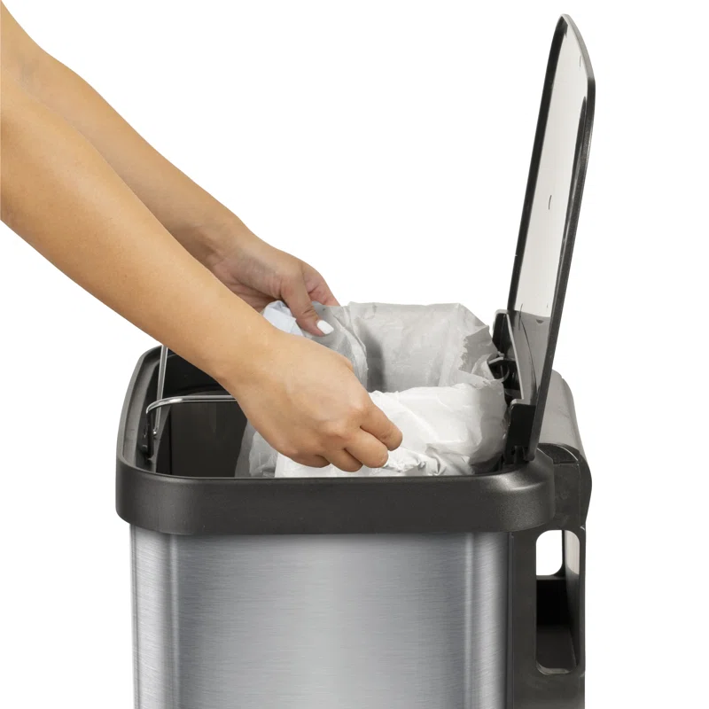 Glad GLD-74507 Stainless Steel Step Trash Can with Clorox Odor Protection | Large Metal Kitchen Garbage Bin with Soft Close Lid. Foot Pedal and Waste Bag Roll Holder. 20 Gallon. Stainless