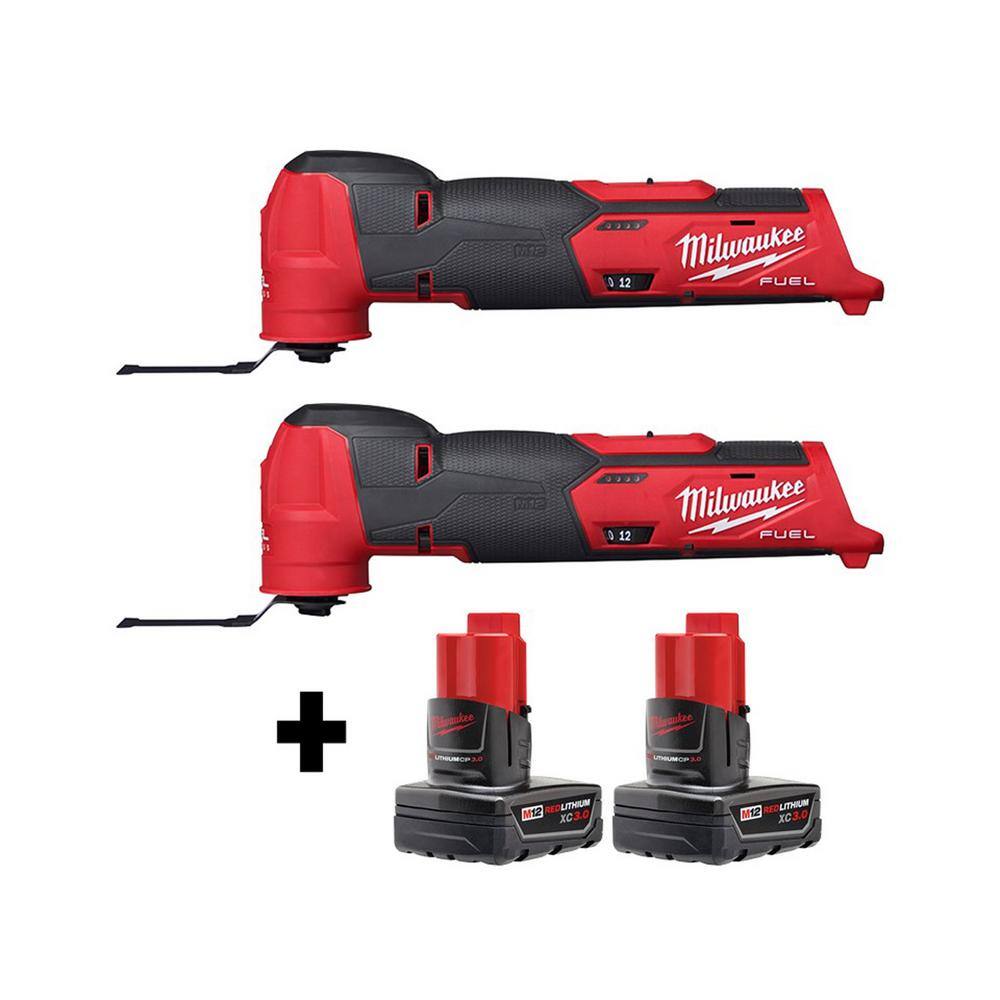 Milwaukee 2526-20-2526-20-48-11-2412 M12 FUEL 12-Volt Lithium-Ion Cordless Oscillating Multi-Tool (2-Tool) with Two 3.0 Ah Batteries