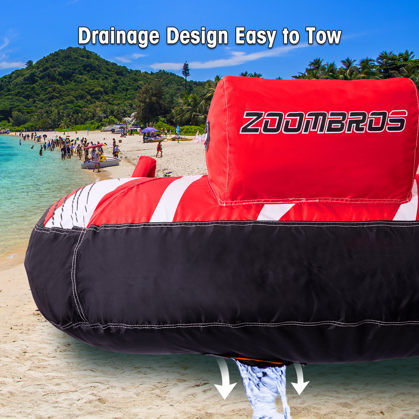 Zoombros Inflatable Towable Tubes for Boating. 2 Persons