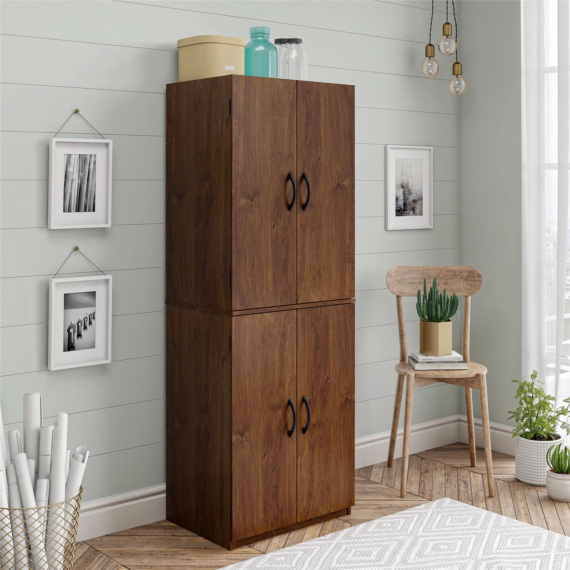 Mainstays 4-Door 5′ Storage Cabinet. Espresso