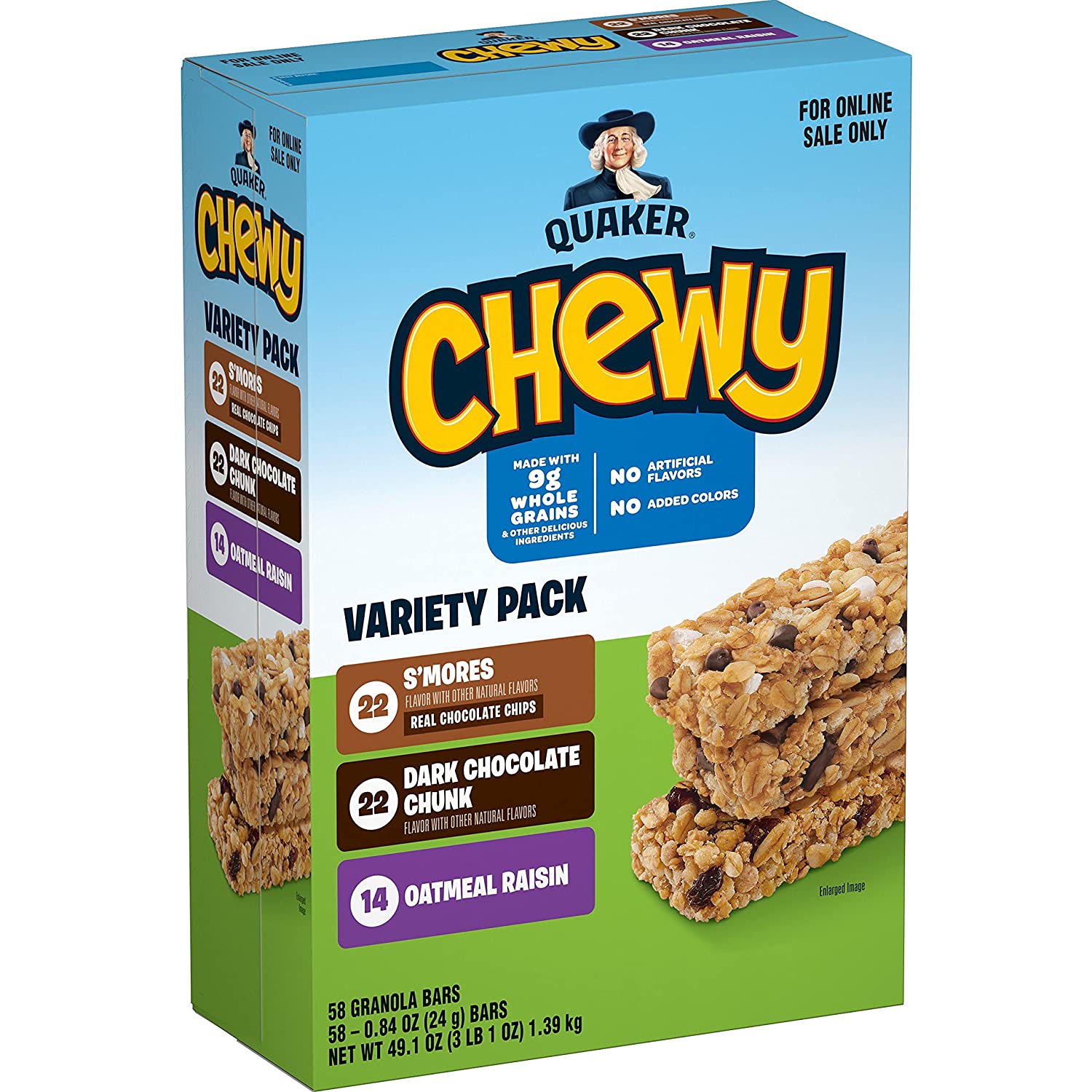 Quaker Chewy Granola Bars. 3 Flavor Back to School Variety Pack. (58 Bars)