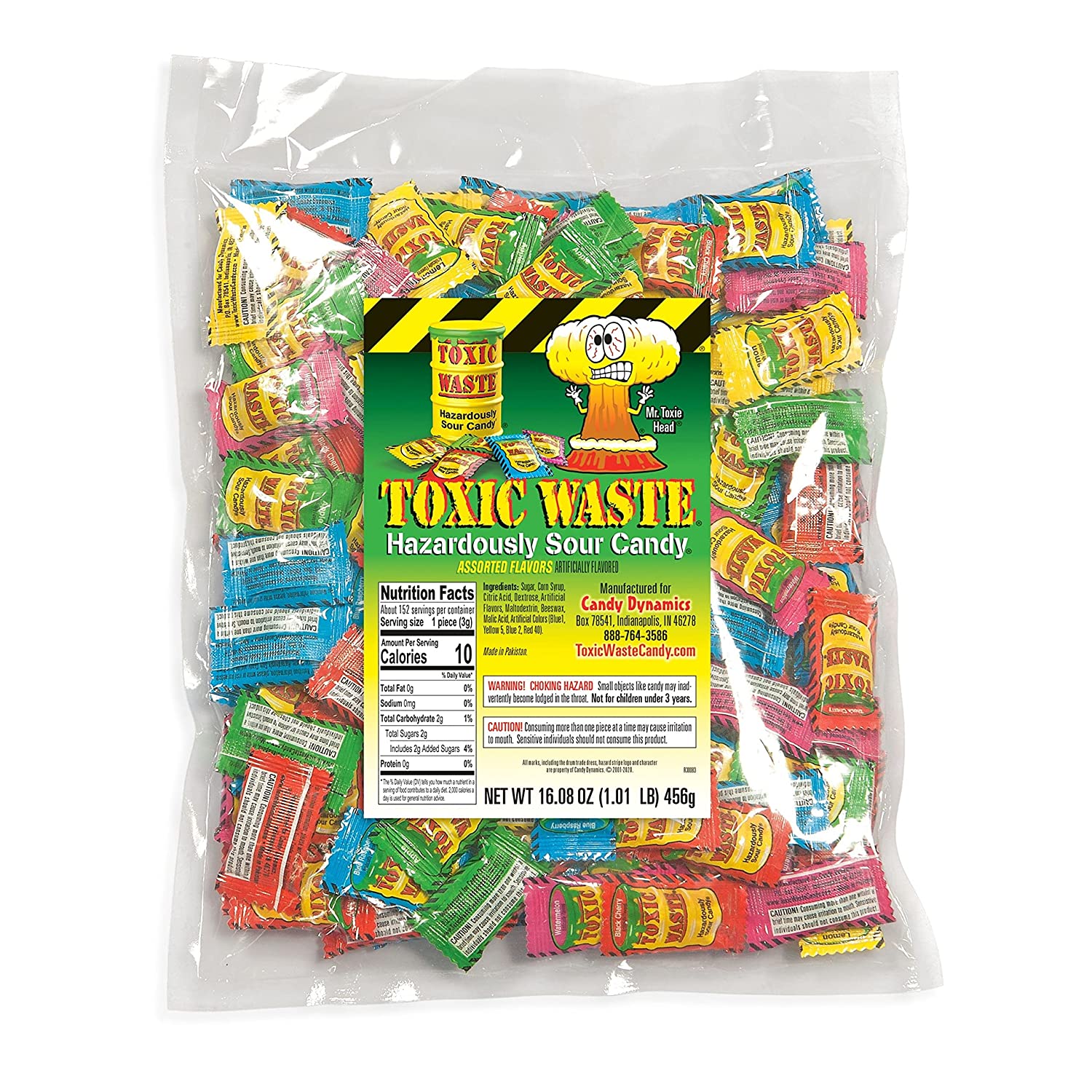 TOXIC WASTE 1 Pound Bag Assortment of Toxic Waste Sour Candy - 5 Flavor