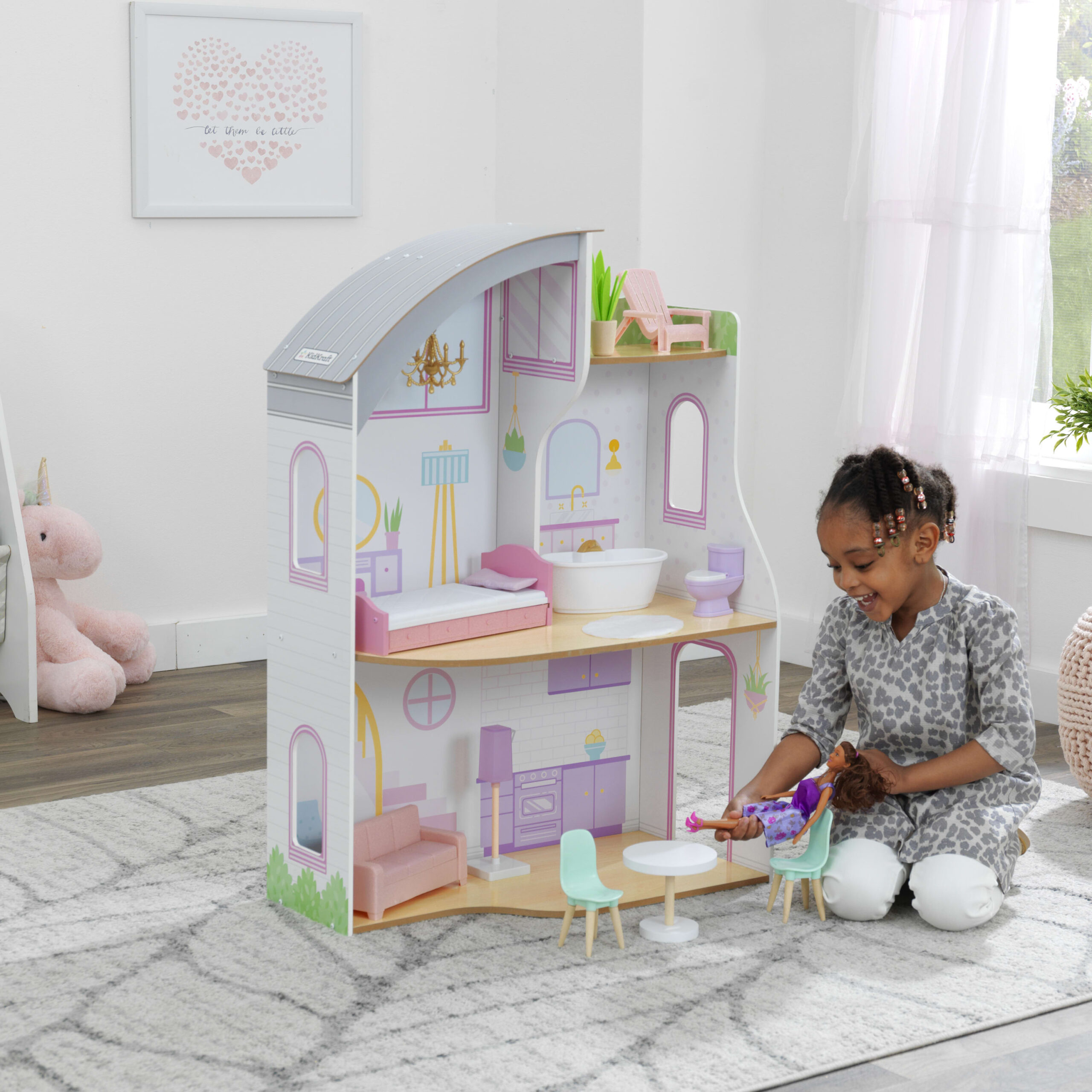 KidKraft Elise Wooden Dollhouse with 12 Accessories