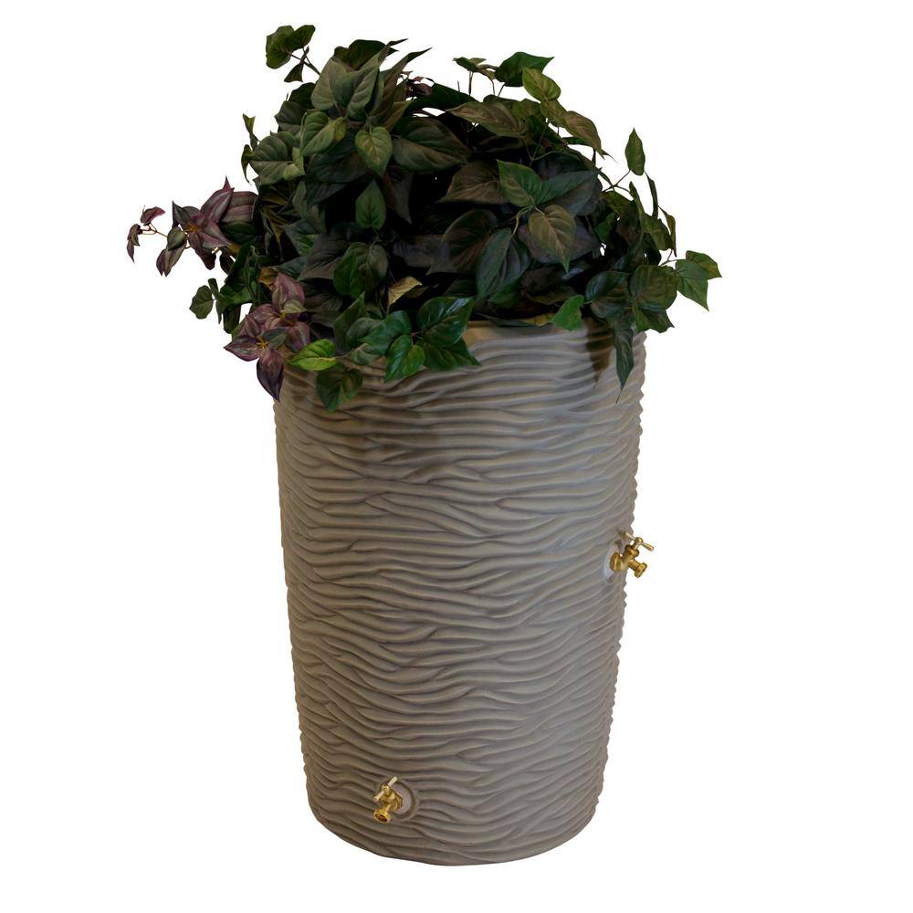 Good Ideas IMP-L50-KHA Impressions Palm 50 Gal. Khaki Rain Barrel