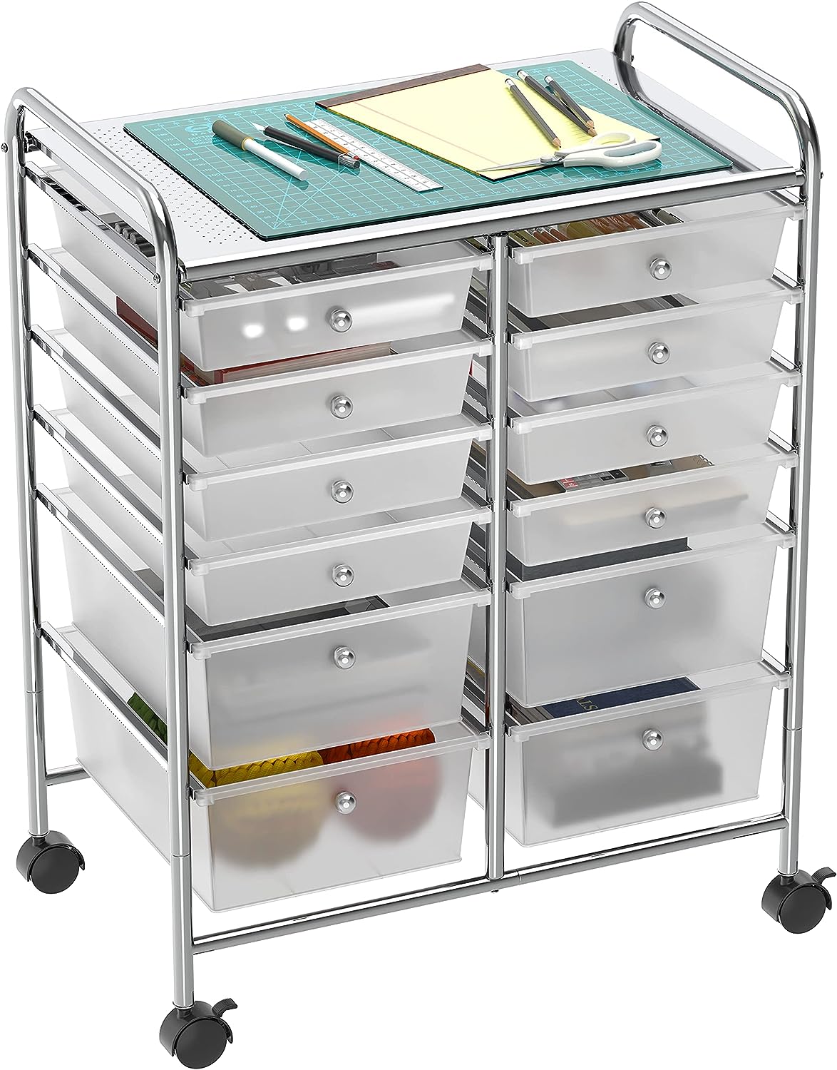 SimpleHouseware Utility Cart with 12 Drawers Rolling Storage Art Craft Organizer on Wheels