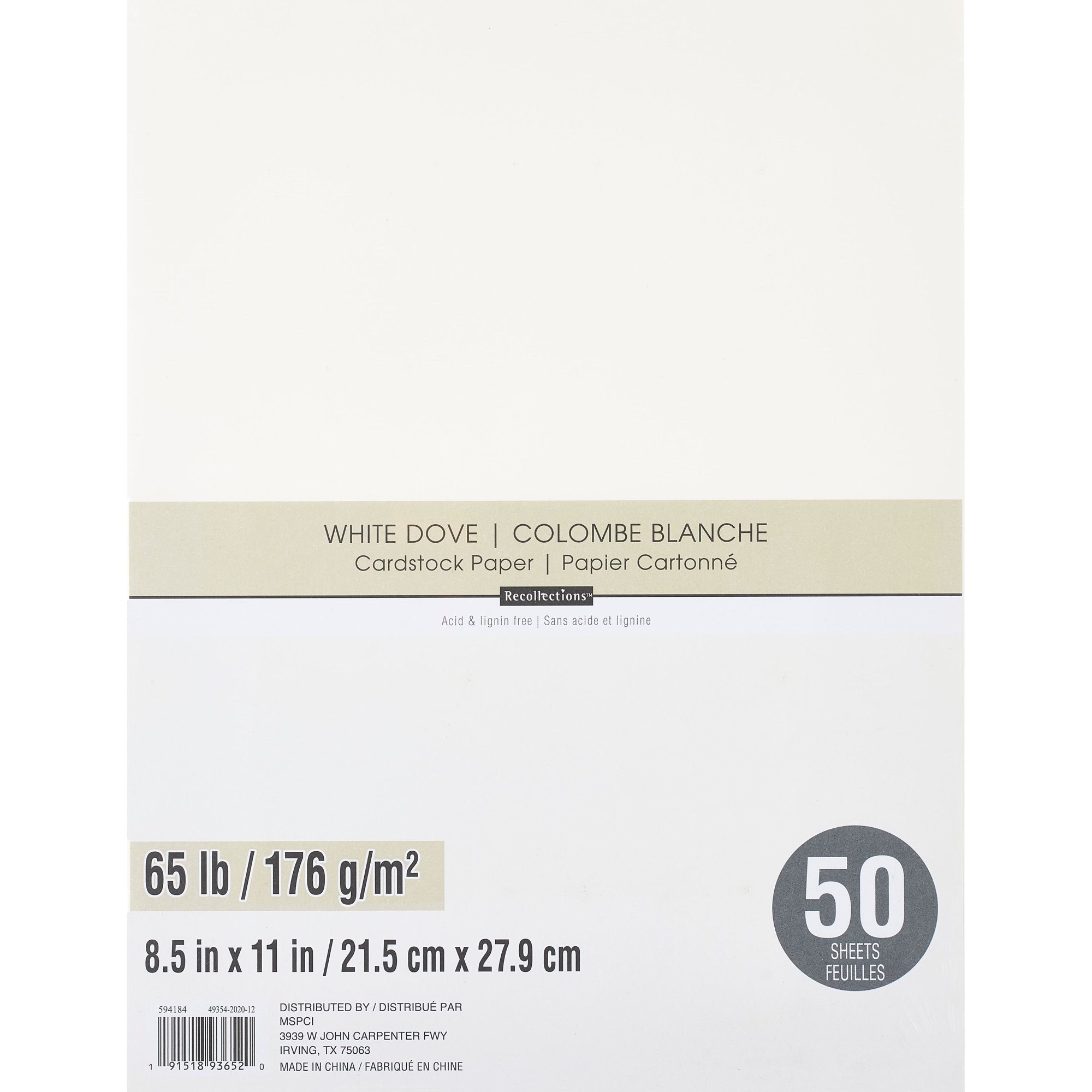 Recollections 12 Packs: 50 ct. (600 total) White Dove 8.5″ x 11″ Cardstock Paper
