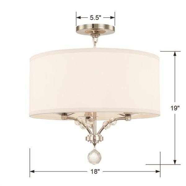 Crystorama  Mirage 18 in. 3-Light Polished Nickel Semi-Flush Mount