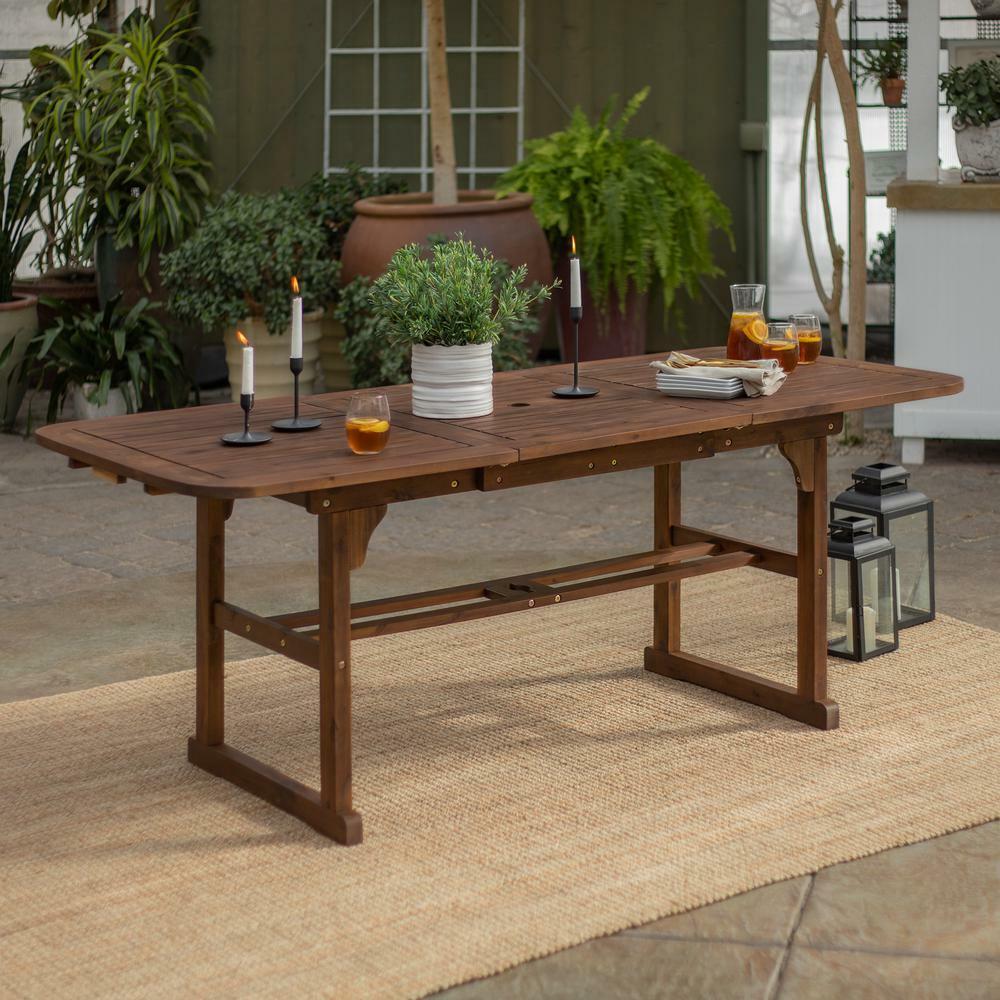 Walker Edison HDWTEXDB Boardwalk Dark Brown Acacia Wood Extendable Outdoor Dining Table