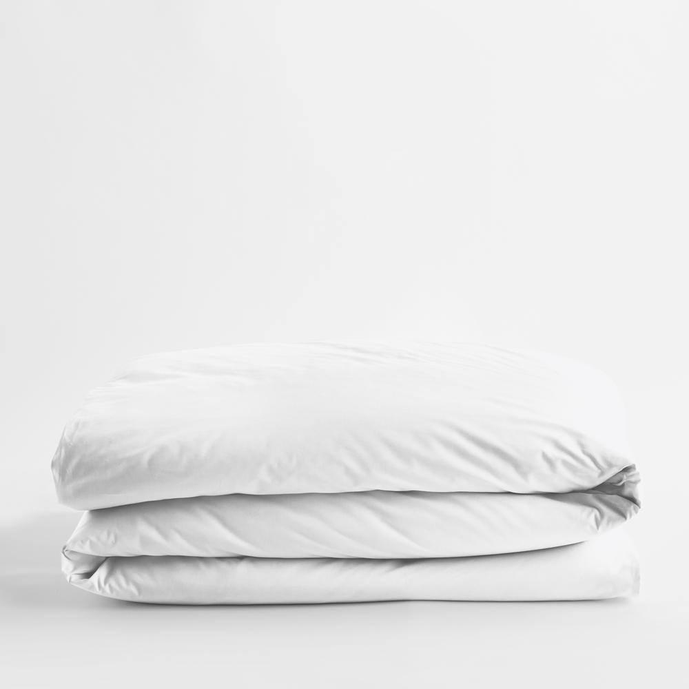 The Company Store  Company Cotton White Solid 300-Thread Count Cotton Percale King Duvet Cover - White