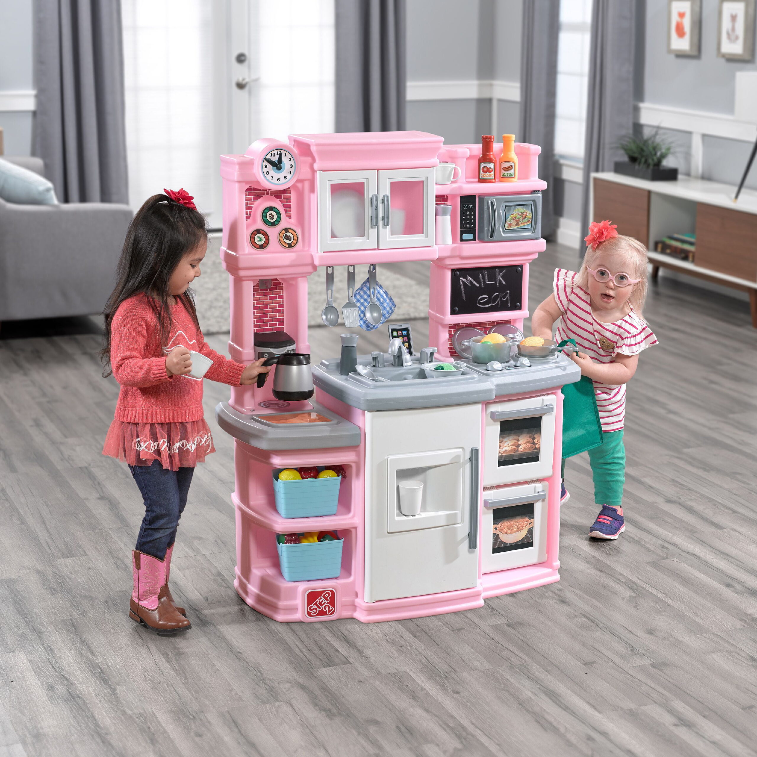 Step2 Great Gourmet Play Kitchen with Storage Bins and Accessory Play Set - Pink