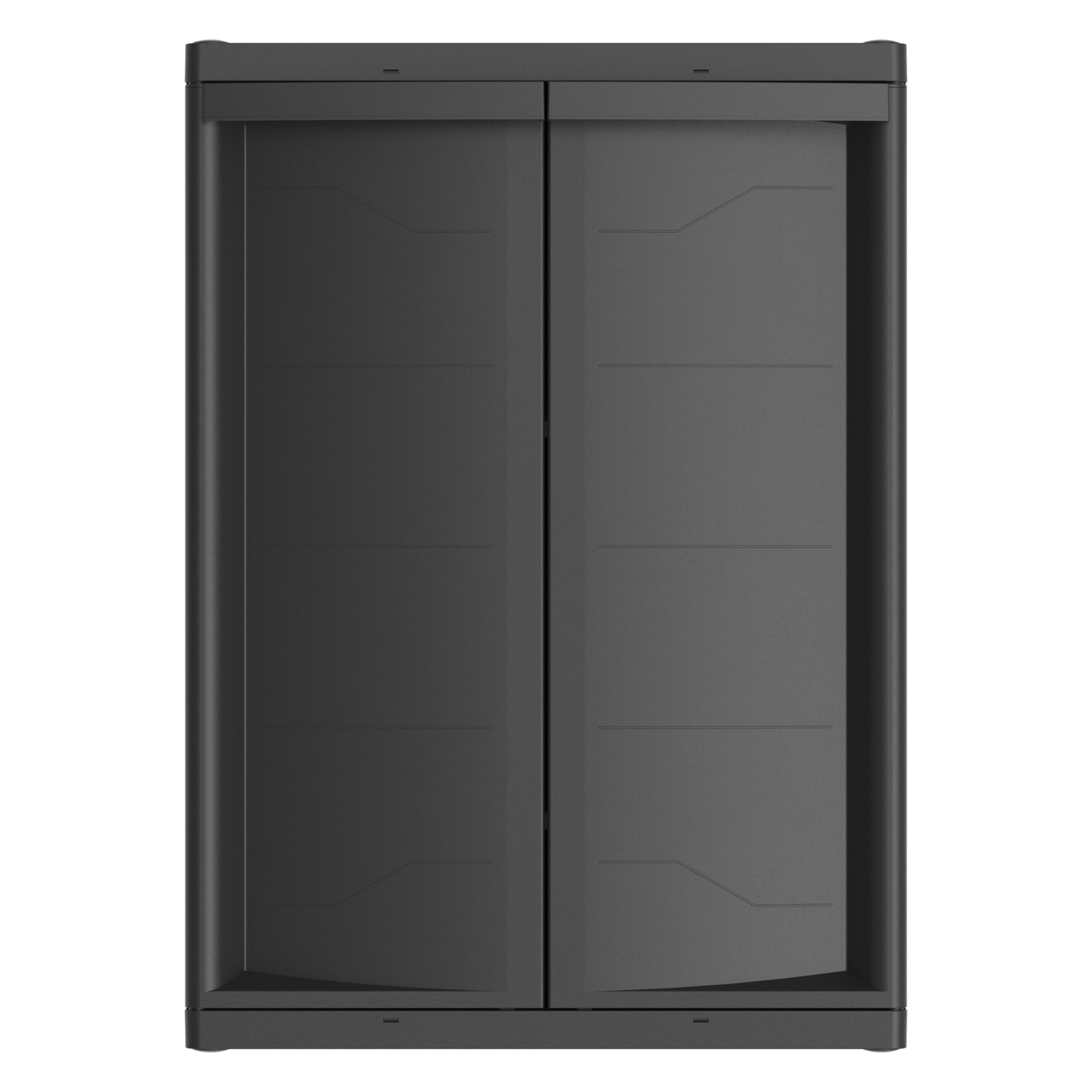 Hyper Tough Plastic Garage Storage Cabinet 2 Shelf 18.5D x 25.47W x 35.43″H. Black
