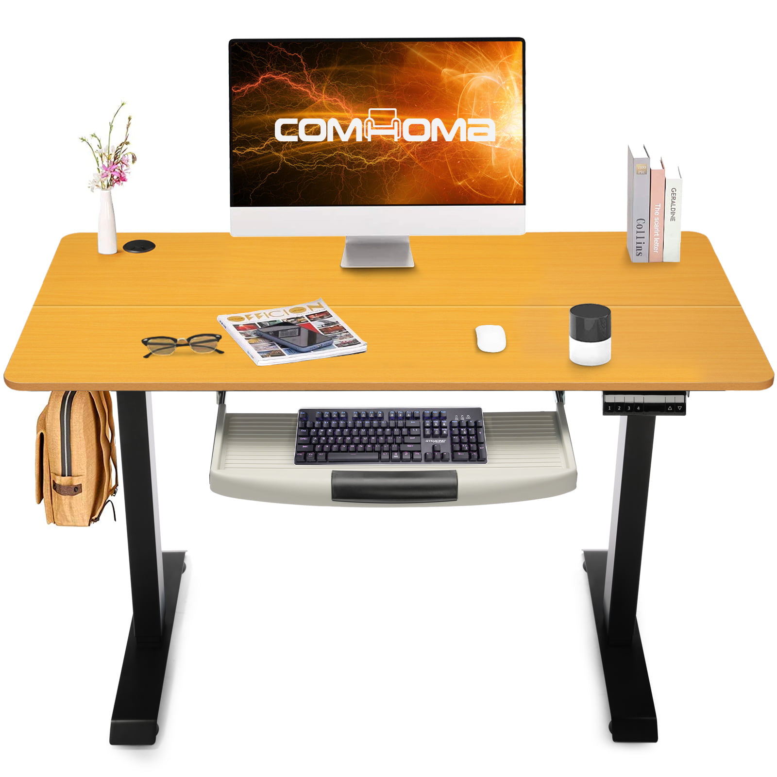 ComHoma Standing Desk Height Adjustable 47 x 24 Inch Stand Up Table. Bamboo