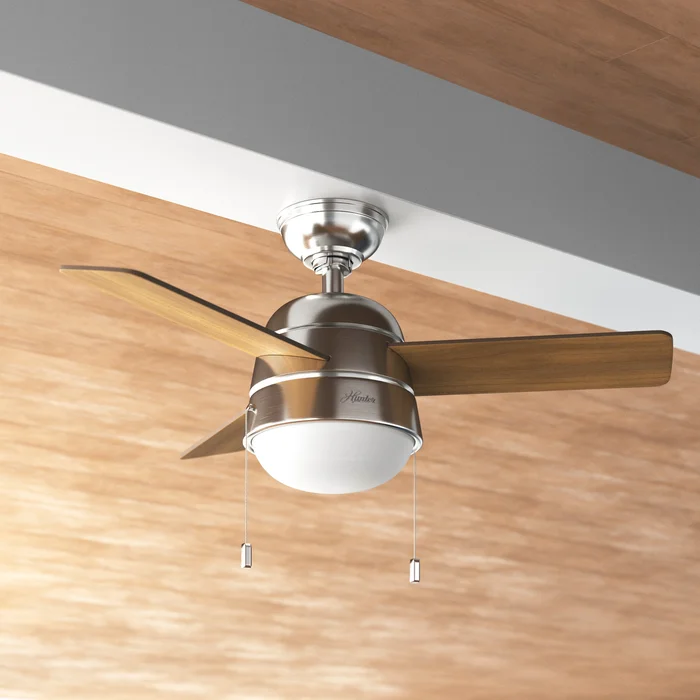 Hunter Fan Aker 36 inch Ceiling Fan with Light Kit. Brushed Nickel