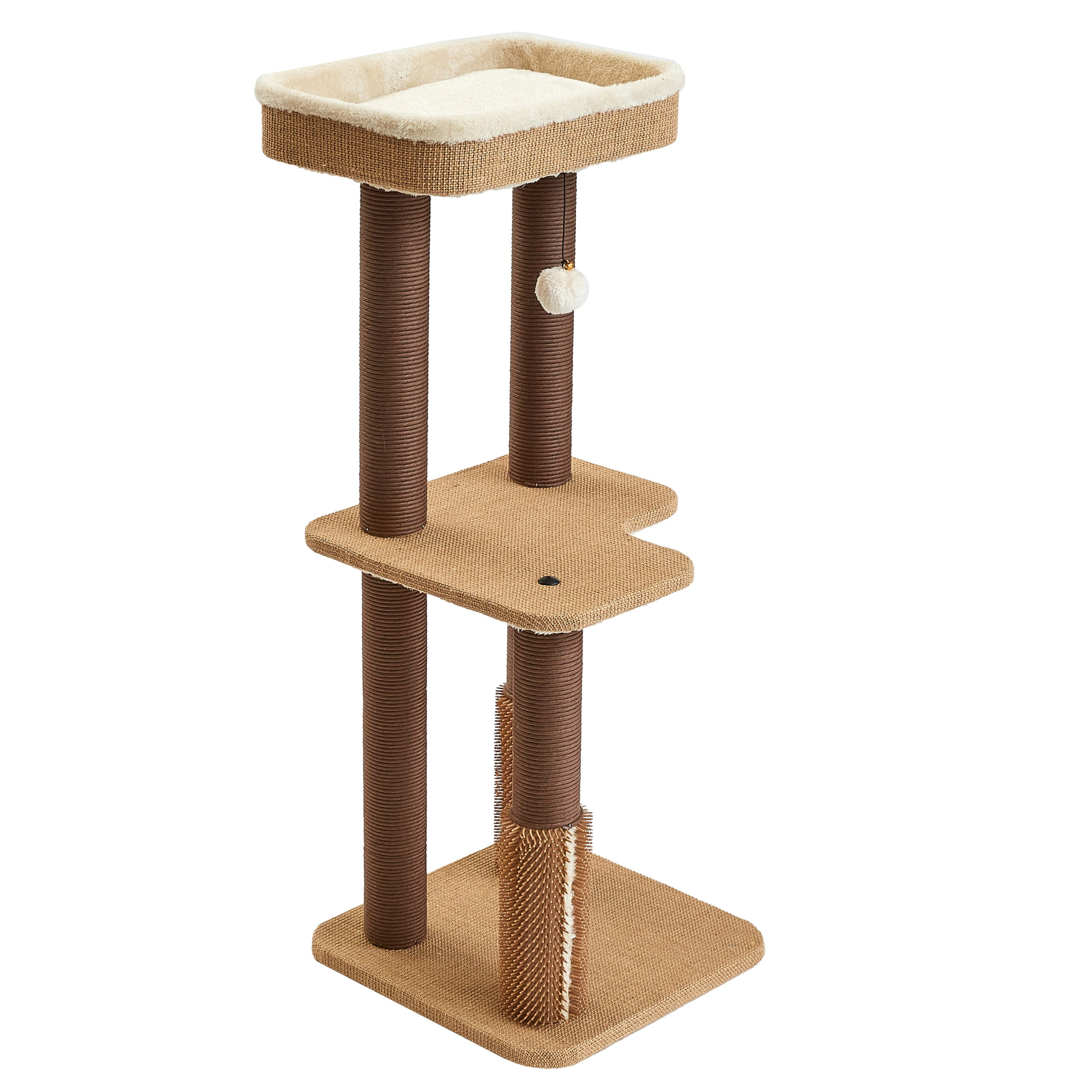 Two by Two Beech 39-inch Cat Tree. Tower. Condo. Scratch Pad & Playground. Beige