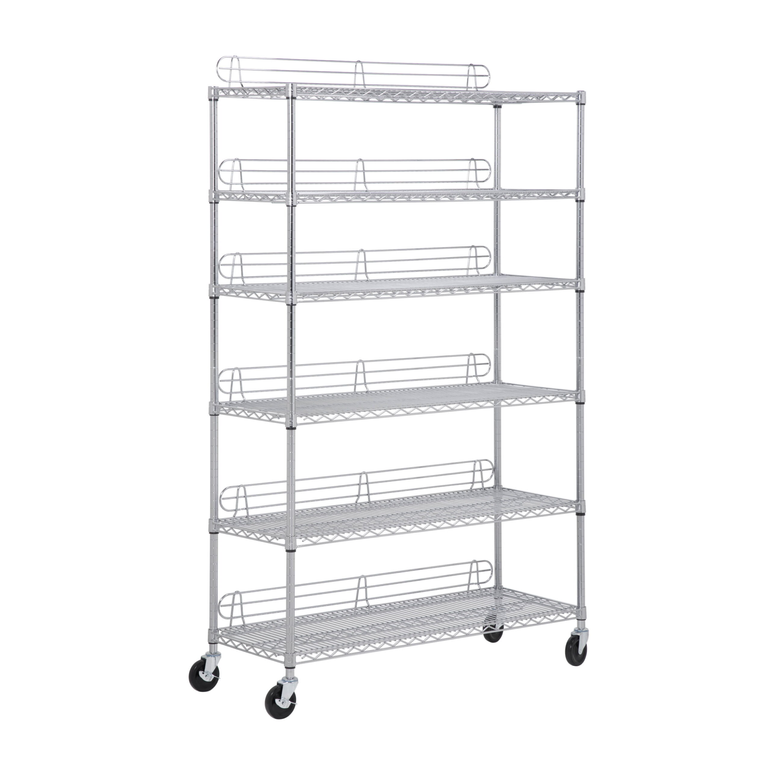 Honey-Can-Do 6-Tier Heavy-Duty Adjustable Shelving Unit With 400-lb Shelf Weight Capacity. Chrome.Shelves & Shelf Units Chrome.Steel