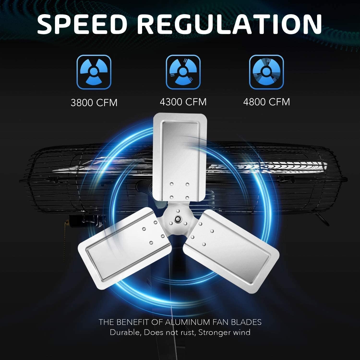 Simple Deluxe 24 Inch Industrial Wall Mount 3 Speed Commercial Ventilation Metal Fan for Warehouse. Greenhouse. Workshop. Patio. Factory and Basement. Black