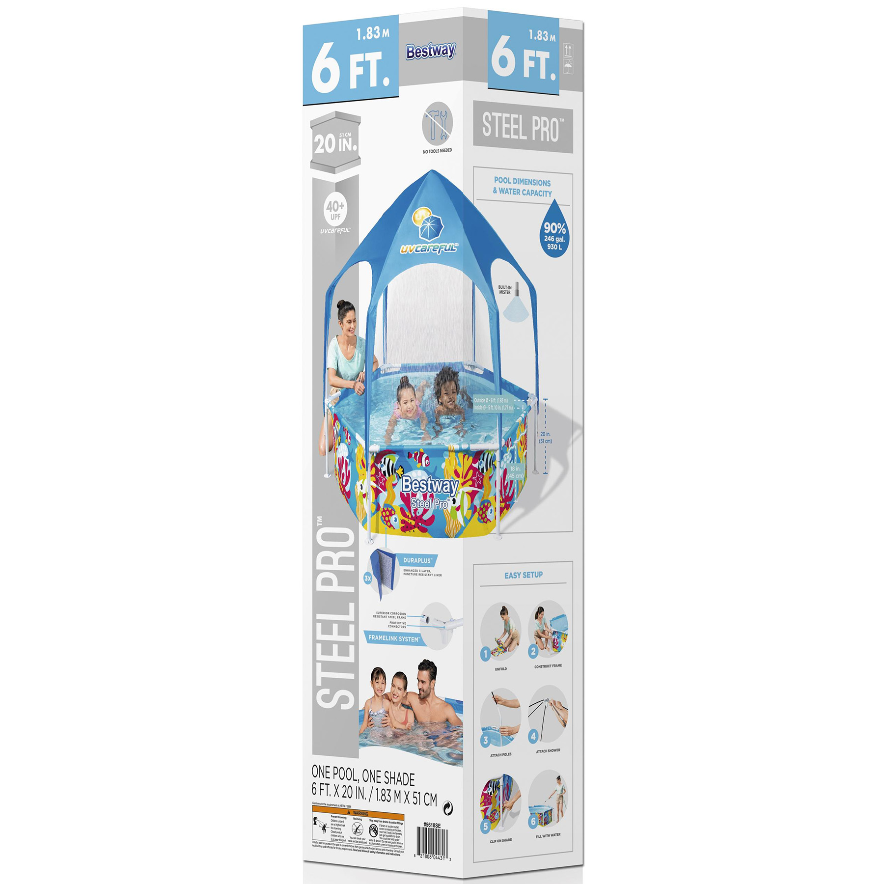 Steel Pro UV Careful 6′ x 20″ Splash-in-Shade Play Pool