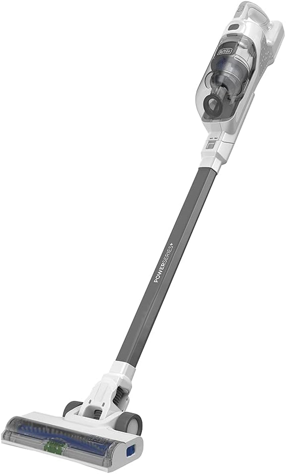 BLACK+DECKER POWERSERIES+ 16V MAX Cordless Stick Vacuum with LED Floor Lights. Lightweight. Multi-Surface. White (BHFEA420J)
