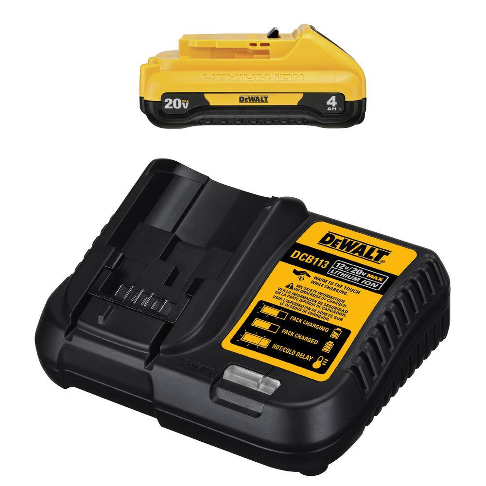 DEWALT DCB240C 20V MAX Compact Lithium-Ion 4.0Ah Battery Pack with 12V to 20V MAX Charger