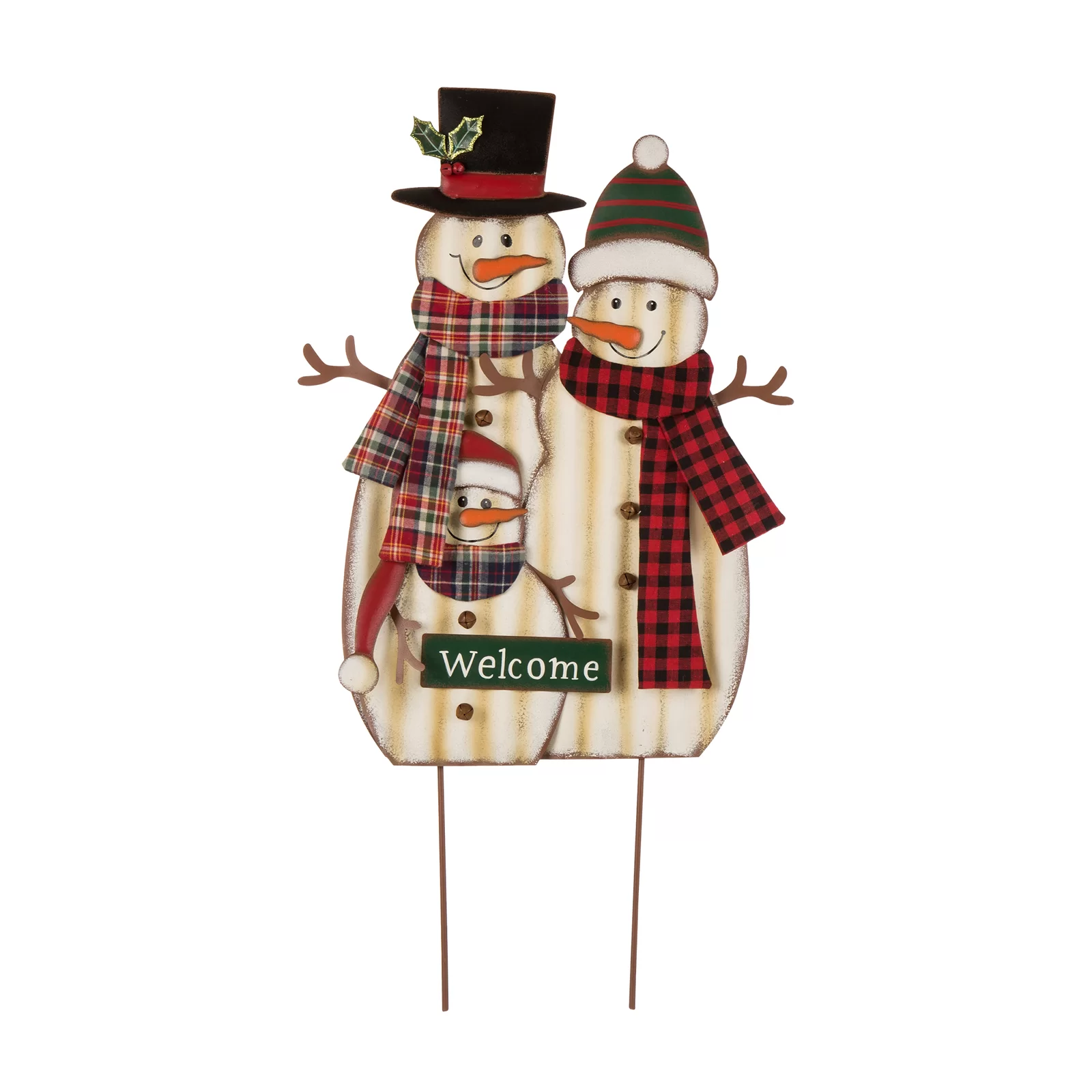 30″H Metal Christmas Sampson Family Snowman Yard Stake or Standing Decor or Hanging Decor