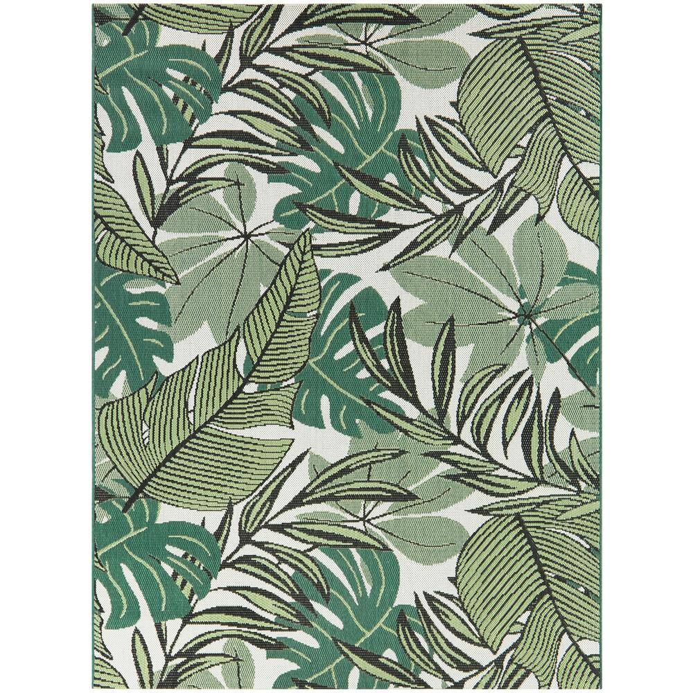 Hampton Bay  Green 9 ft. x 12 ft. Palm Indoor/Outdoor Area Rug