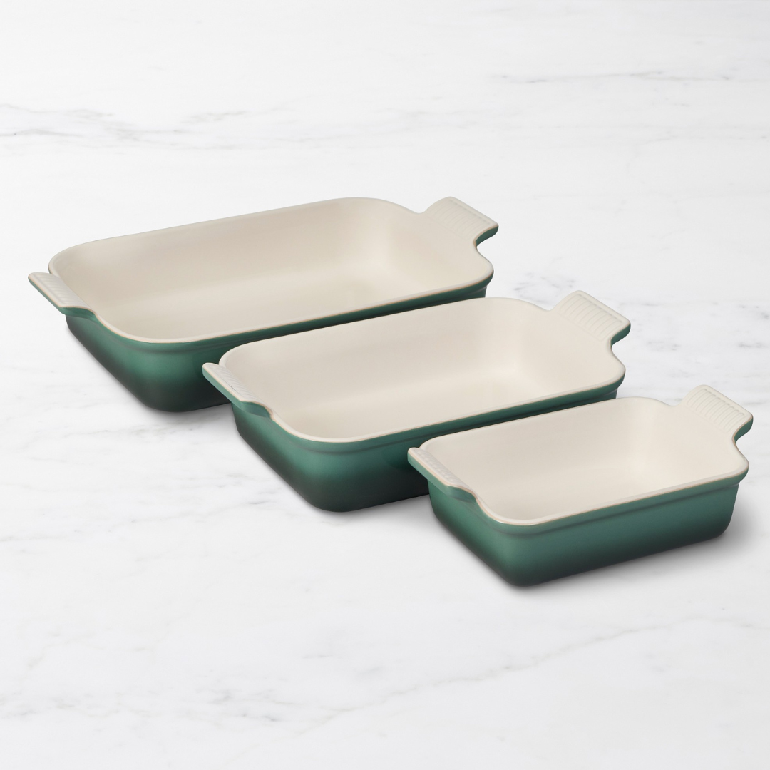 Le Creuset Heritage Open Rectangular Dishes. Set of 3 - Artichaut