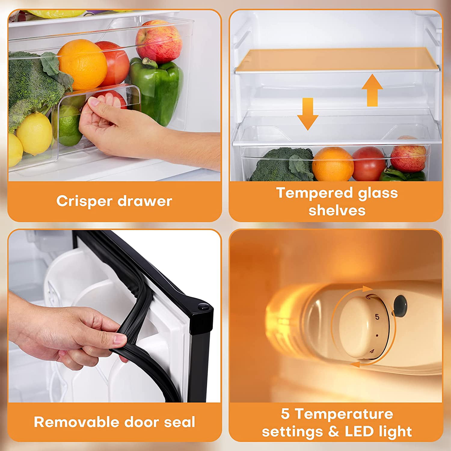 Upstreman 3.2 Cu.ft Mini Fridge with Freezer. Double Door Mini Refrigerator