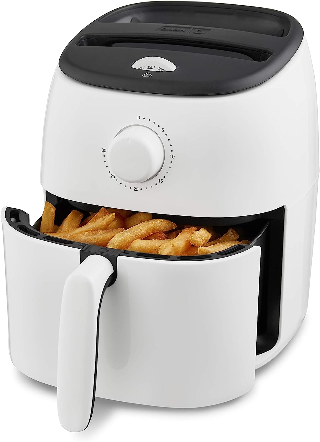 DASH Tasti-Crisp™ Electric Air Fryer Oven Cooker with Temperature Control. Non-Stick Fry Basket. Recipe Guide + Auto Shut Off Feature. 1000-Watt. 2.6Qt. White
