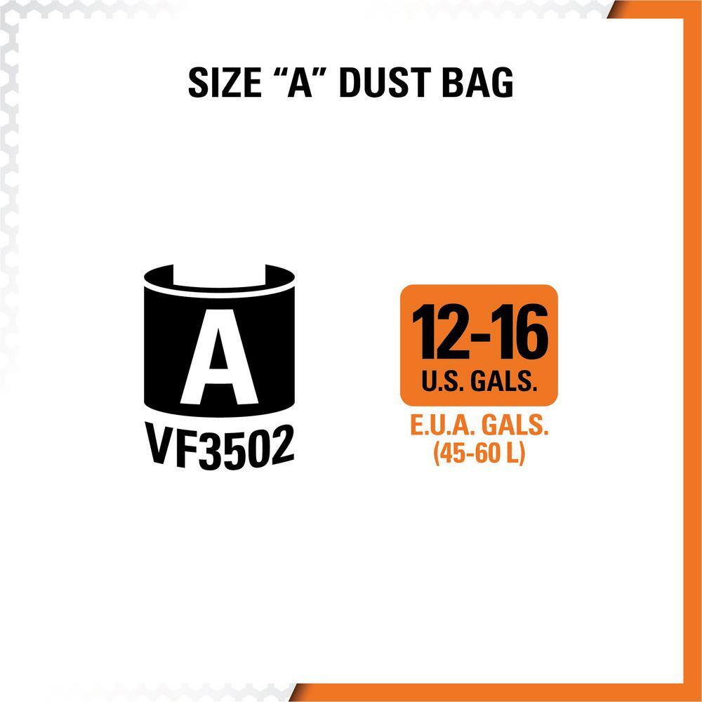 RIDGID VF3502C High-Efficiency Size A Dust Collection Bags for 12 to 16 Gallon RIDGID Wet/Dry Shop Vacuums (24-Pack)
