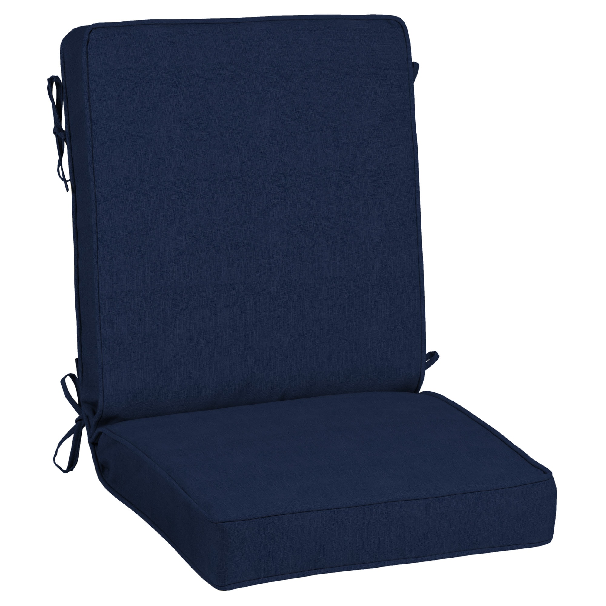 allen + roth with STAINMASTER Stainmaster 20-in x 20-in Madera Linen Navy Patio Chair Cushion