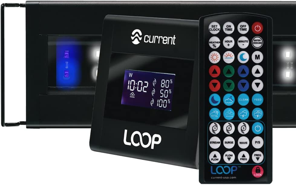 Current USA Orbit Marine IC LED Reef Aquarium Light | 24 Hour IR Lighting & Wave Pump Control | Adjustable Color Spectrum. 18″-24″