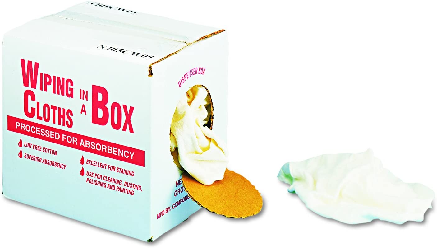 General Supply N205CW05 Multipurpose Reusable Wiping Cloths. Cotton. White. 5lb Box