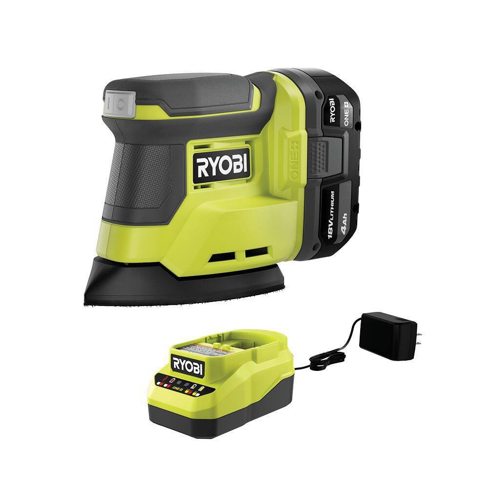 RYOBI PCL416K1 ONE+ 18V Cordless Corner Cat Finish Sander Kit with 4.0 Ah Battery and Charger