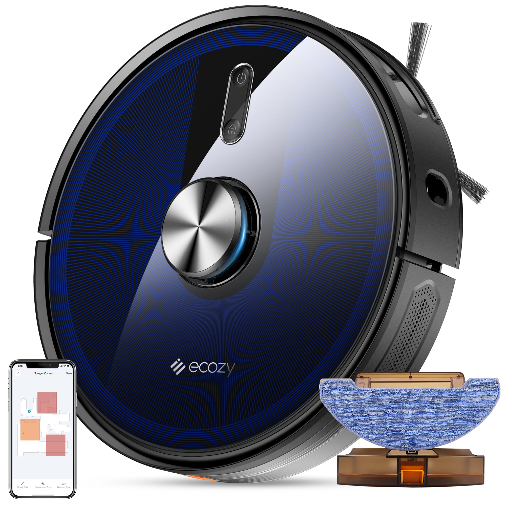 ecozy LD200B Robot Vacuum and Mop Cleaner with LiDAR Navigation. 3500Pa Suction. Multi-Floor Mapping. Ideal for Carpet. Pet Hair