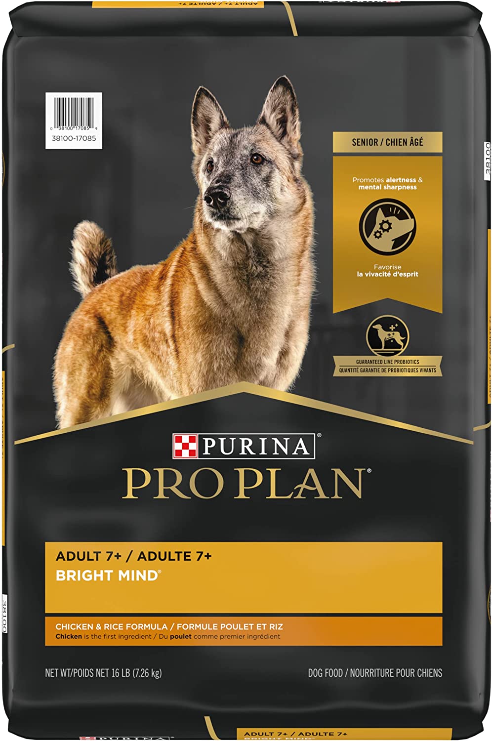 Purina Pro Plan Bright Mind Adult 7+ Chicken & Rice Formula Dry Dog Food 16 lb. Bag