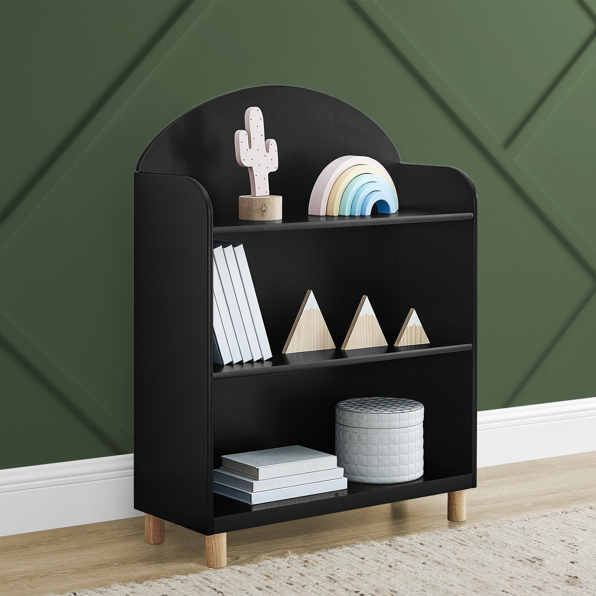 Delta Children Reese 3-Shelf Bookcase. Ebony/Natural