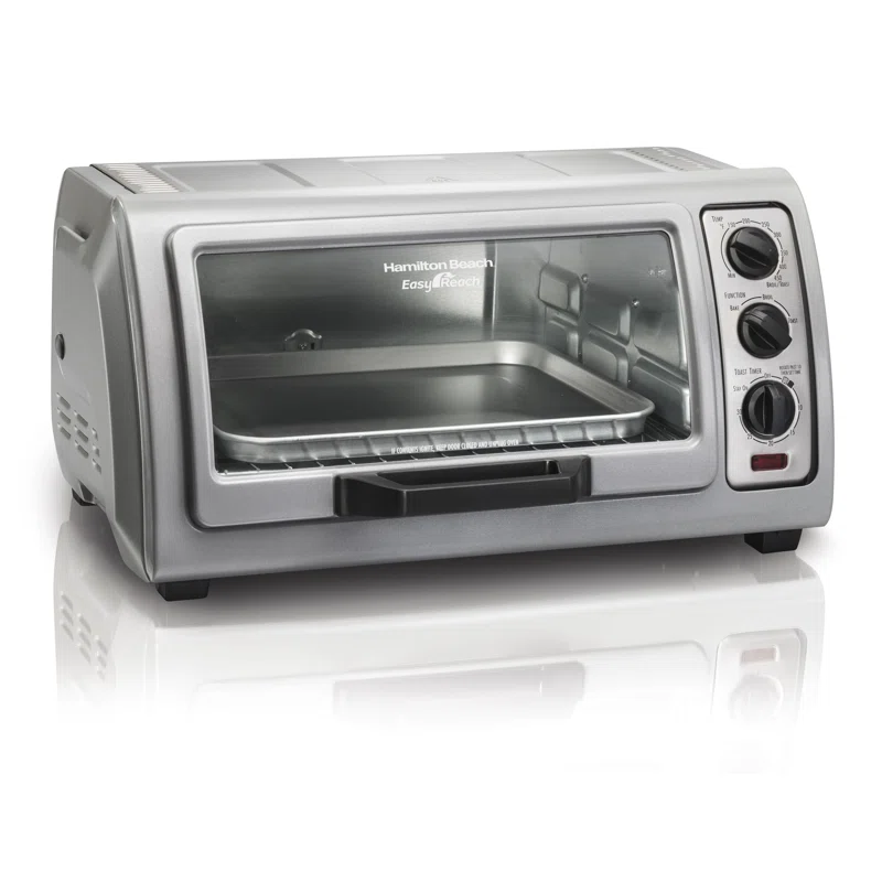 Hamilton Beach 31127D Easy Reach 1400 W 6-Slice Grey Toaster Oven with Roll Top Door